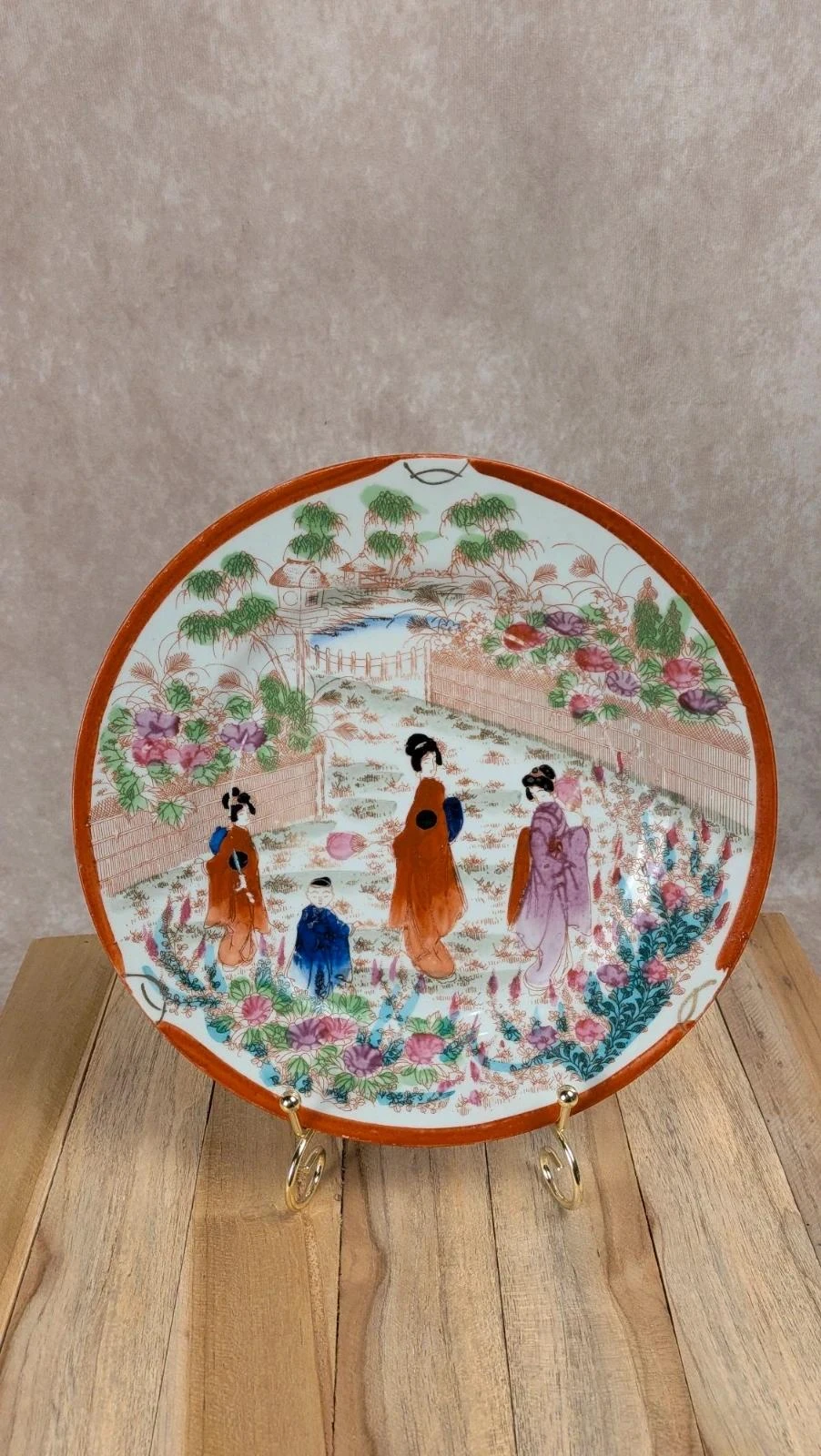 Lote de 9 platos + 1 plato grande estilo japonés antiguo – photo 2